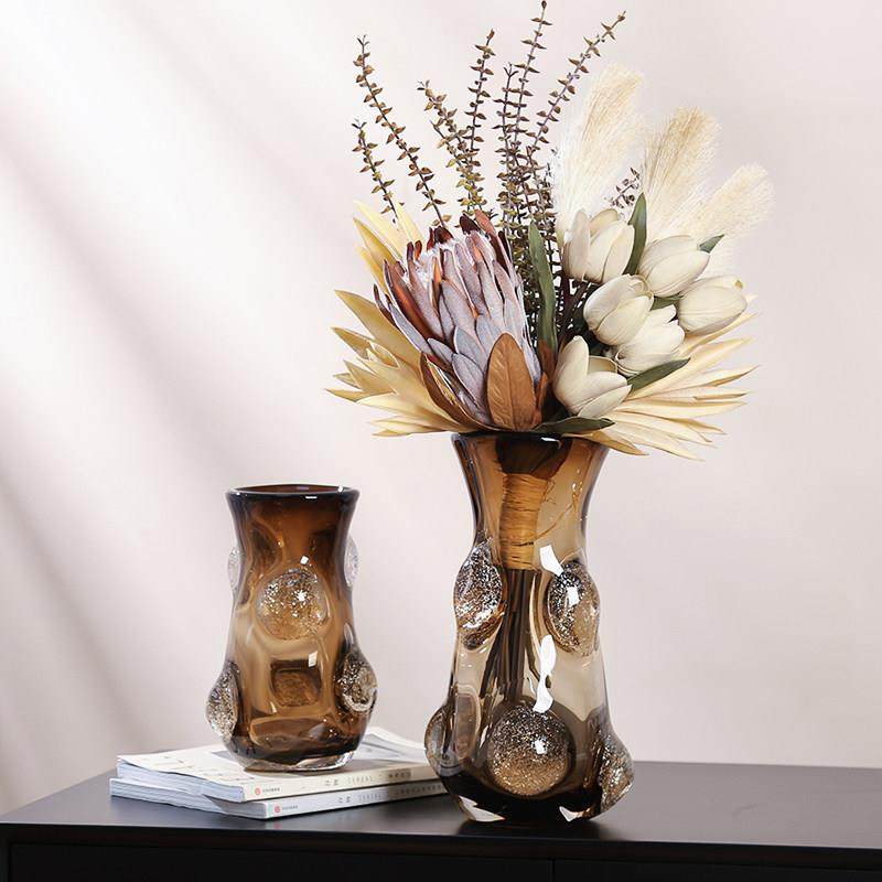 艺术琉璃咖色花瓶轻奢现代简约摆件客厅茶几电视柜可水培花器装饰,家居饰品,花瓶,淘宝优惠券,粉丝福利购,淘宝优惠卷