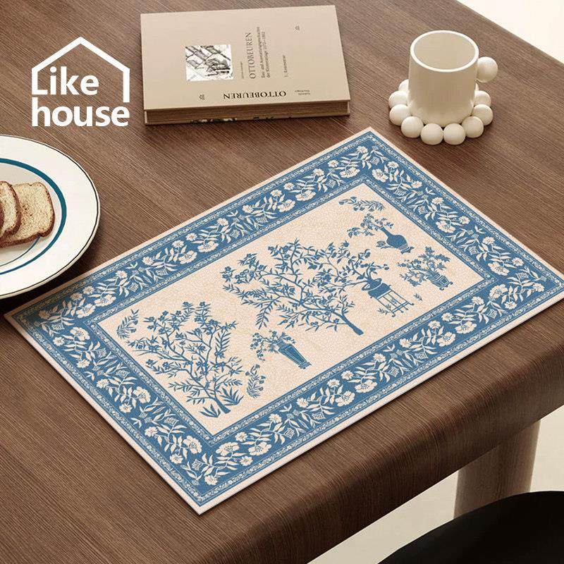法式浪漫青花枝头皮革餐垫隔热垫碗垫家用盘垫高级感轻奢西餐垫子,居家布艺,餐垫,淘宝优惠券,粉丝福利购,淘宝优惠卷