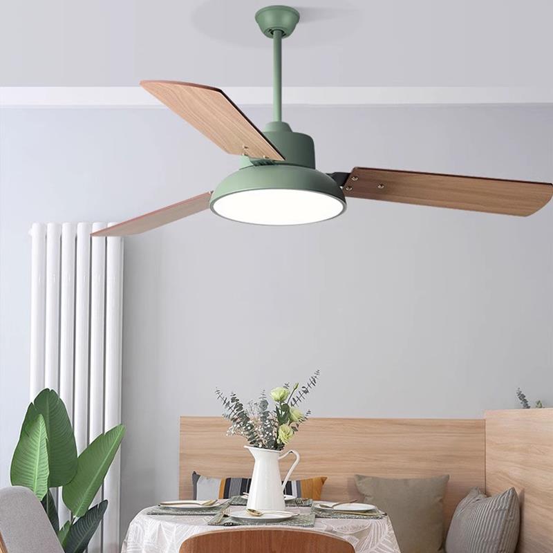 北欧吊扇灯饭厅客厅吊扇灯卧室儿童房静音智能一体灯家用吊扇灯