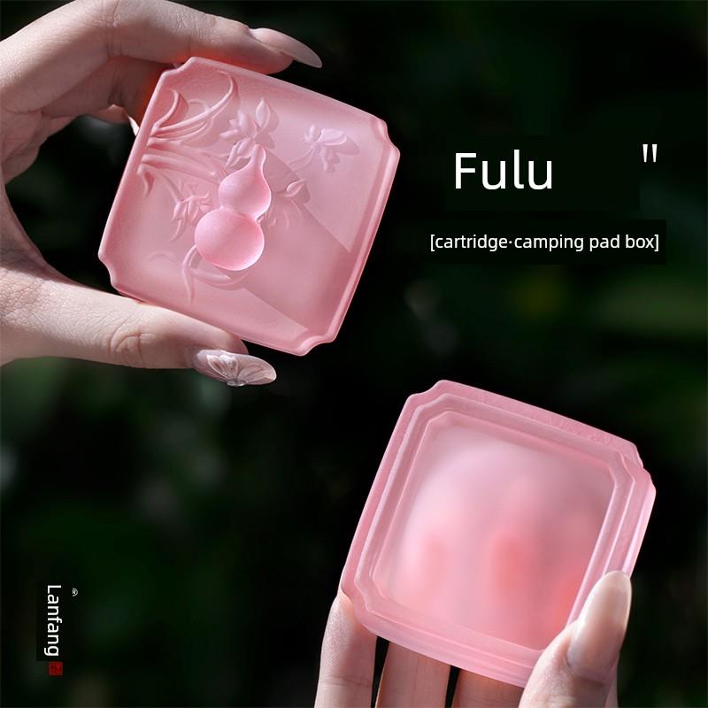 蓝斋釉彩墨盒墨盘砚台墨池盖毛笔笔架书房四宝书法专用墨盘墨垫盒