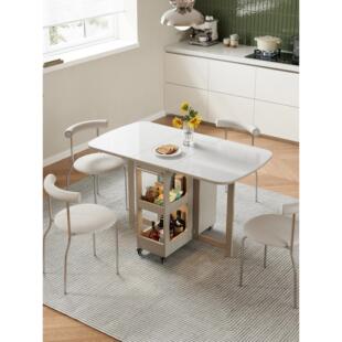 小户型家用折叠桌多功能收纳长方形吃饭桌客厅沙发边实木折叠餐桌