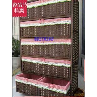 包邮衣柜草编藤编收纳柜床头柜阳台鞋柜简易布衣柜储物柜宝宝衣柜