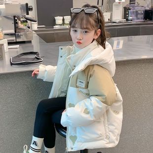 女童羽绒棉服2024新款洋气冬季中大儿童加厚拼色外套女孩棉袄棉衣