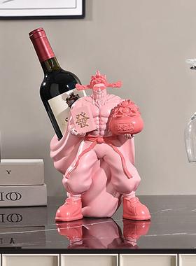 肌肉财神爷红酒架摆件客厅电视餐边酒柜店铺前台桌面装饰开业礼品