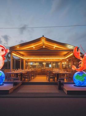 户外大型彷真龙虾玻璃钢雕塑摆件海洋馆酒店大堂装饰品景观小摆件