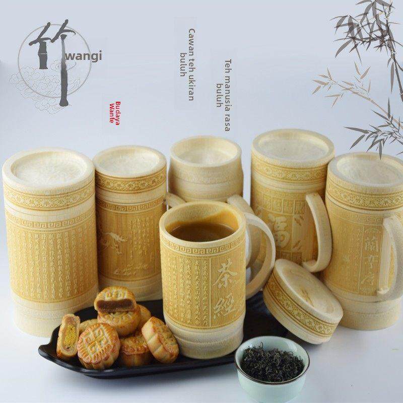 竹雕刻刻字水杯圆形带手把带盖覆古深山老竹国风天然拍摄道具包邮,特色手工艺,竹编/竹雕,淘宝优惠券,粉丝福利购,淘宝优惠卷