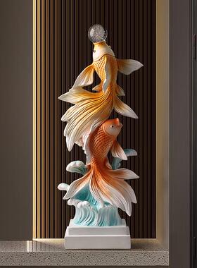 年年有余锦鲤鱼摆件客厅电视柜入户玄关装饰品轻奢高级感乔迁礼物