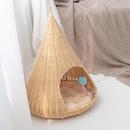 通用猫咪沙发夏季 猫窝四季 网红猫屋藤编帐篷别墅房子半封闭可拆洗