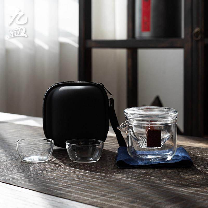 九皿玻璃快客杯一壶二杯便携旅行茶具耐高温简易泡茶套装分茶器,餐饮具,功夫茶具,淘宝优惠券,粉丝福利购,淘宝优惠卷