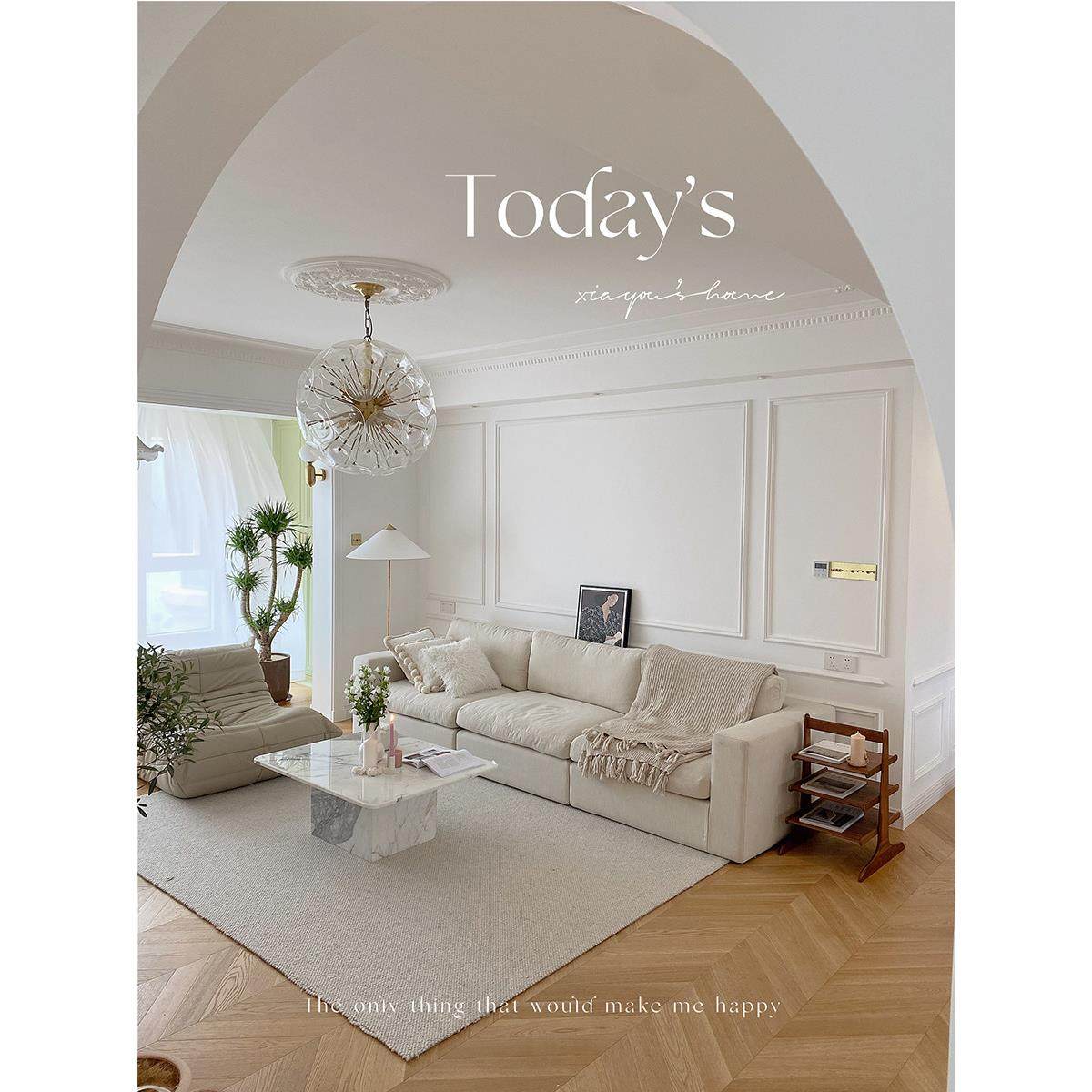 韩式羽绒布艺沙发白色小户型转角沙发三人设计师网红民宿风乳胶,住宅家具,布艺沙发,淘宝优惠券,粉丝福利购,淘宝优惠卷