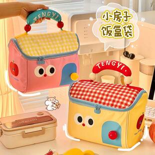 可爱保温便当盒袋吃饭围兜学生上班族午餐手提包便当包餐包创意小