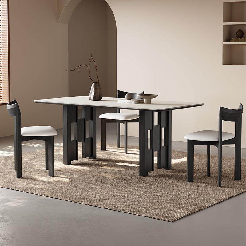 长方形实木餐桌复古风小户型2025新款黑色极简哑光全托岩板餐桌,住宅家具,岩板餐桌,淘宝优惠券,粉丝福利购,淘宝优惠卷