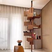 独家Morishu 旋转书架 北美黑胡桃书架集成墙展示架实木旋转书