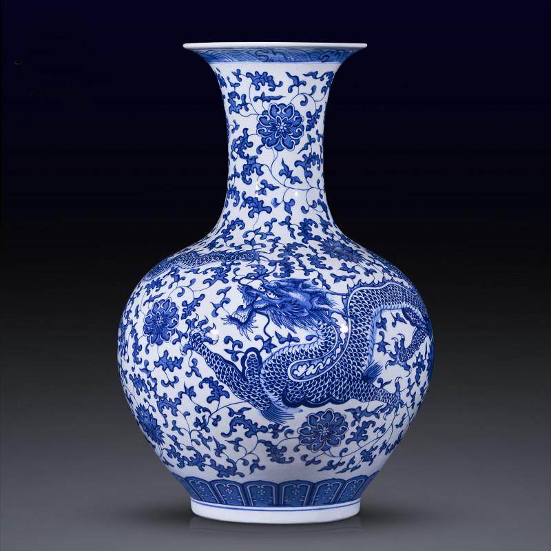 景德镇陶瓷器手绘仿古青花瓷花瓶大号中式家居客厅插花装饰品摆件,家居饰品,花瓶,淘宝优惠券,粉丝福利购,淘宝优惠卷