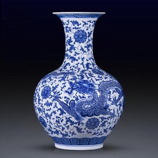 景德镇陶瓷器手绘仿古青花瓷花瓶大号中式家居客厅插花装饰品摆件