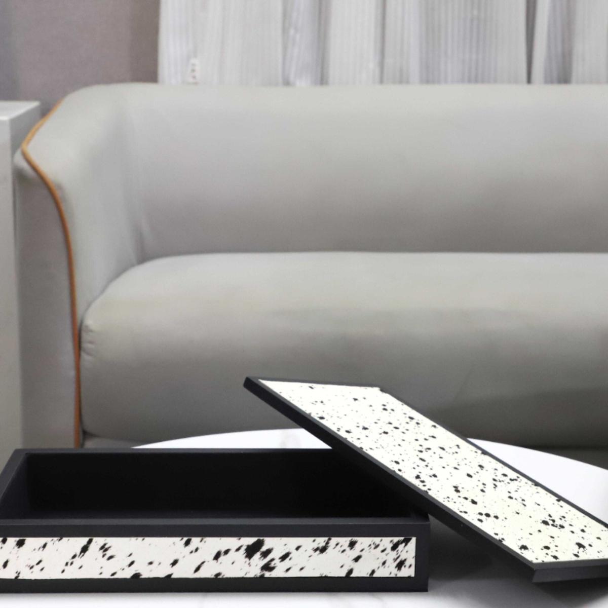 欧式轻奢高级感黑白斑点马毛首饰收纳盒卧室梳妆台衣帽间家居饰品