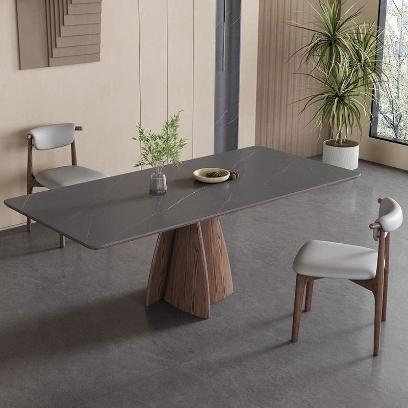 北欧实木餐桌椅现代简约家用小户型新款哑光岩板桌椅组合吃饭桌