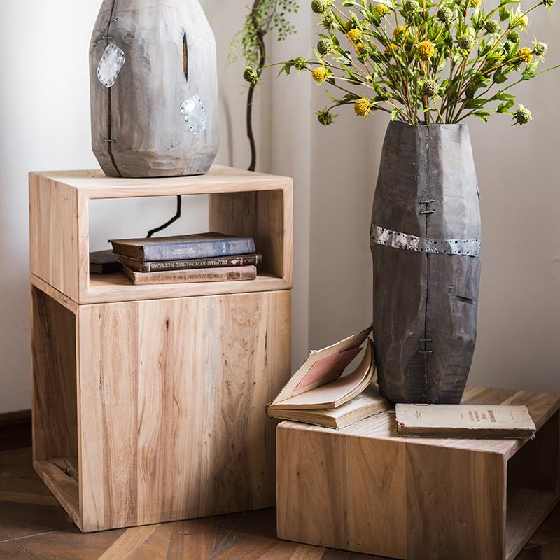 实木组合收纳书架木格子自由储物柜茶几展示架博古架客厅隔断装饰