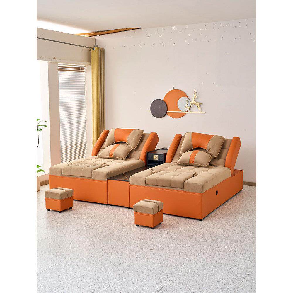 足浴沙发电动足疗按摩床沐足采耳床休息洗脚一体床泰式spa休息床