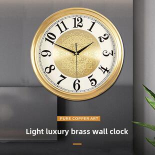 欧式挂钟轻奢纯铜钟表客厅时尚简约时钟创意餐厅过道家用大气挂表