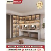 实木双角桌书架集成办公桌家庭电脑桌学习桌组合卧室角