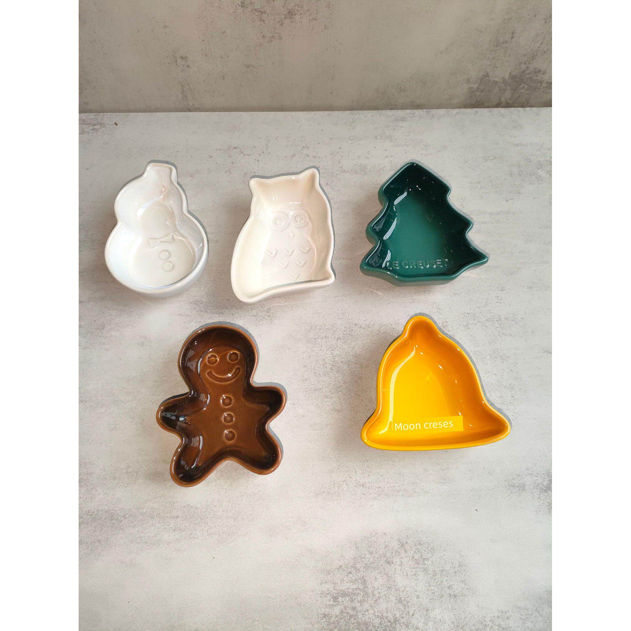 酷彩LE姜饼人猫头鹰陶瓷小碟子家用调味蘸料酱菜小吃盘甜品水果碗