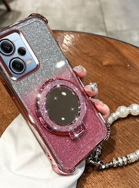 红米note12pro手机壳小米redminote12pr0保护套5G硅胶镜头全包外壳镜子支架