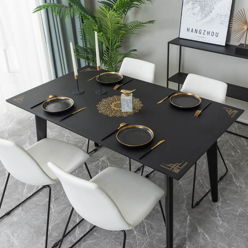 新中式桌布防水防油免洗茶几垫家用皮革电视柜长方形餐桌垫盖布厚