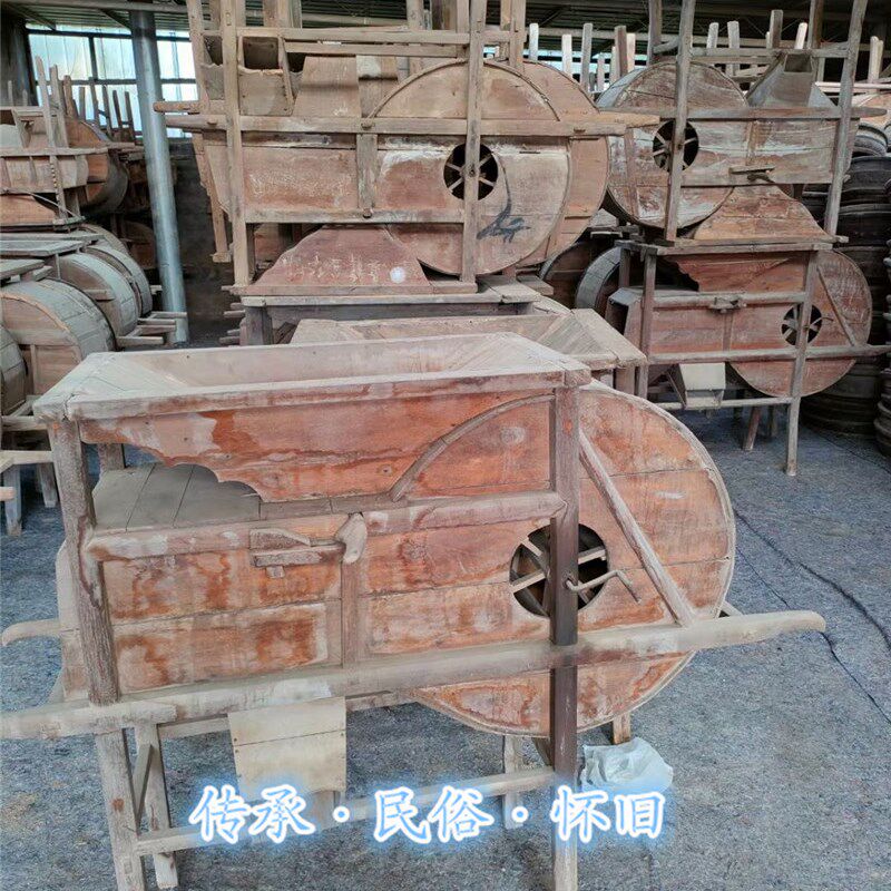 民俗怀旧老物件农耕文化农村旧农具风车木犁稻谷脱粒机木船织布机