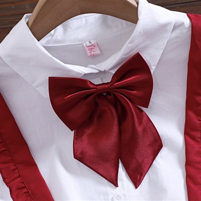 夏季假两件红色连衣裙少女合唱朗诵演出服初高中学生演讲比赛服装