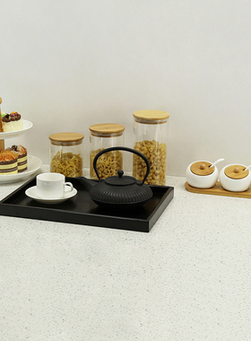 厨房摆件新中式样板间托盘收纳样板房储物罐双层果盘橱柜软装饰品