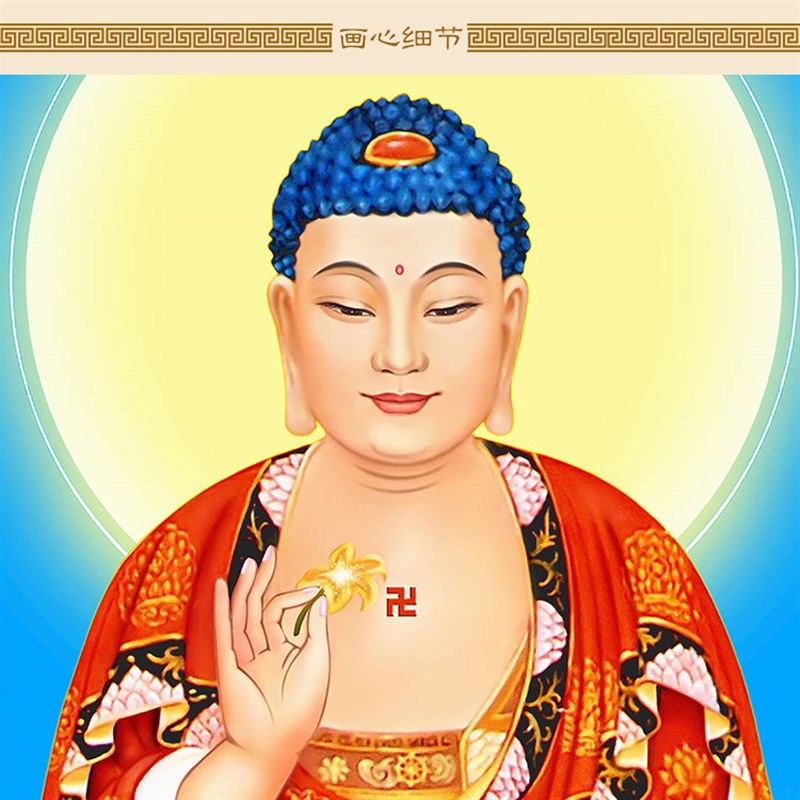 高清西方三圣接引画像 阿弥陀佛滴水观世音大势至菩萨佛像画挂画