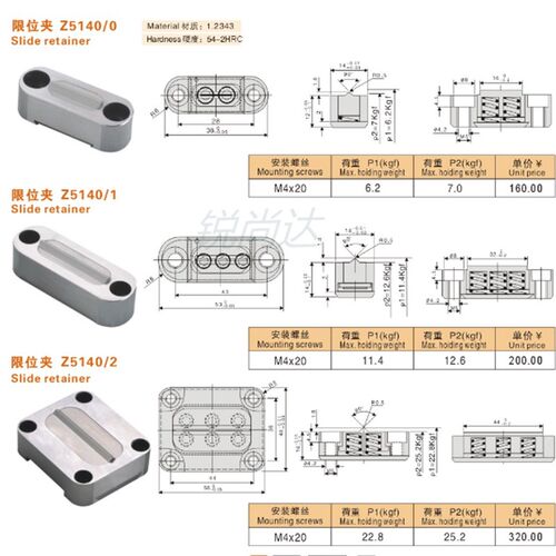 德国行位夹 定位珠 行位锁扣固定器 模具滑块限位夹Z5140-0/1/2