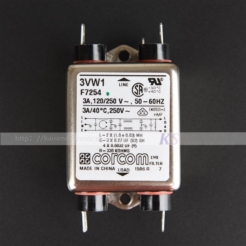 3VW1 V W系列 F7254 6609044-1 Corcom 3A 抗干扰VDE喷码机滤波器