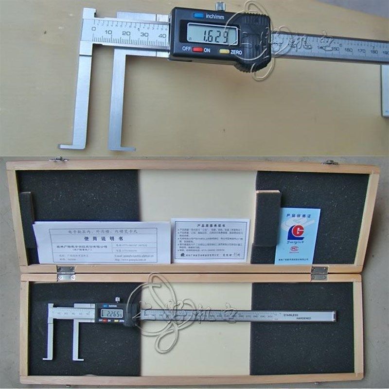 厂家直销桂林广陆刀头内沟槽数显卡尺26-300-80mm 精度:0.01mm