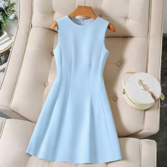 蓝色法式收腰显瘦婚宴礼服连衣裙