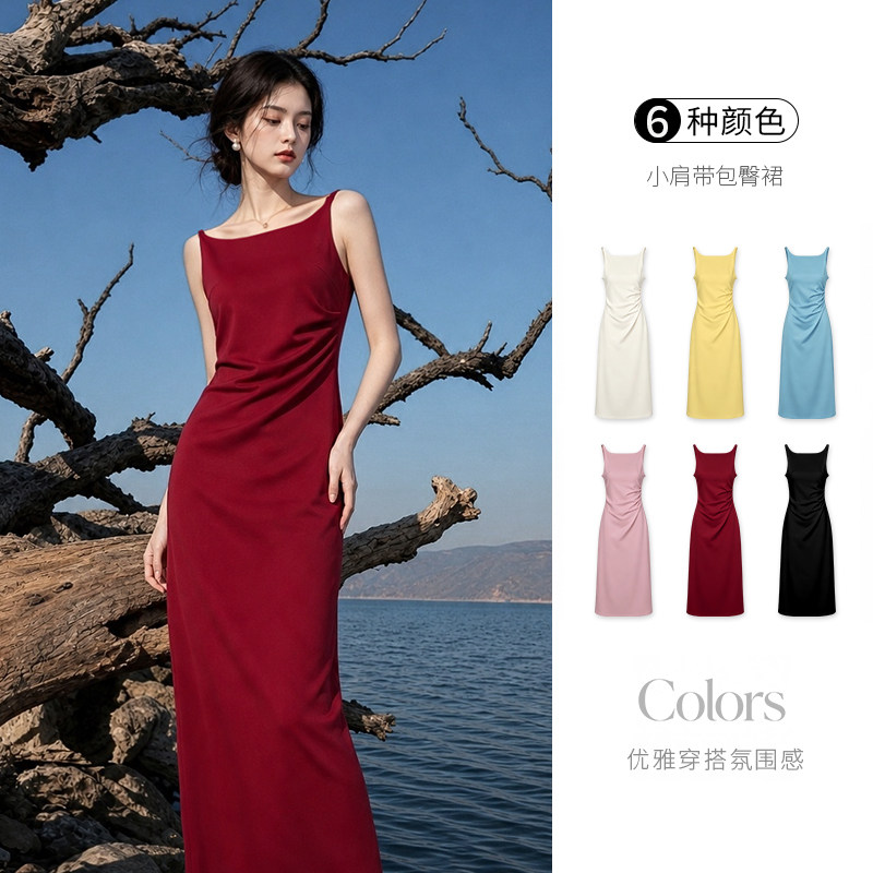 轻奢无袖收腰显瘦礼服连衣裙
