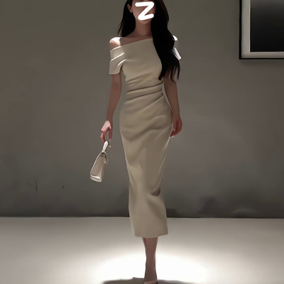 【小红书爆款】一字肩连衣裙