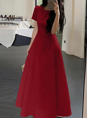 红色连衣裙子女2025新款高级感订婚礼服敬酒服收腰显瘦气质长裙子