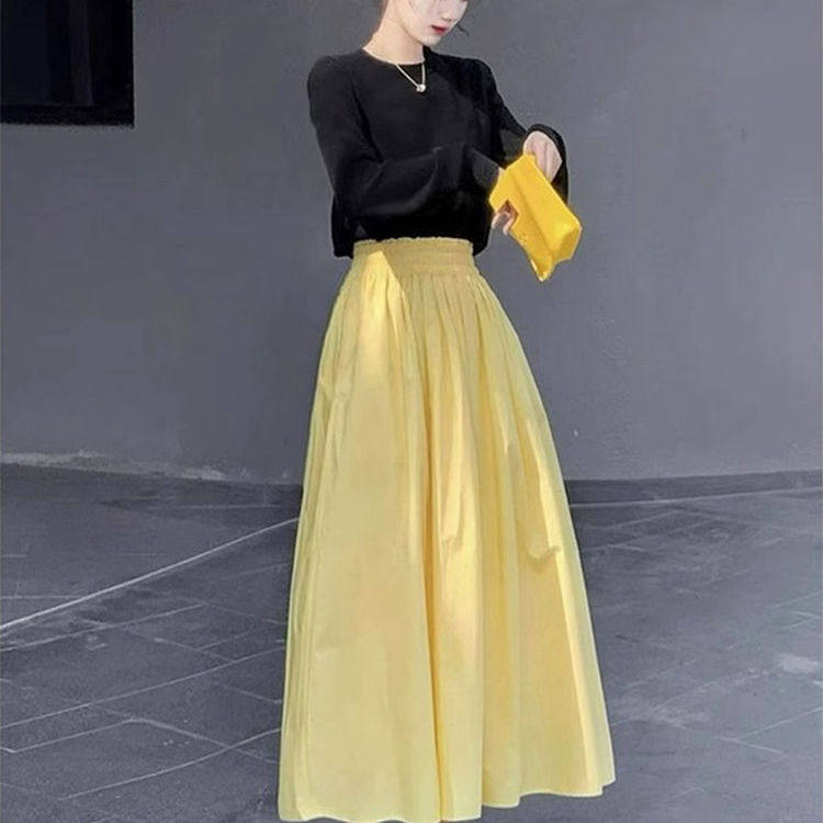 黄色半身裙女收腰显瘦2026夏季新款绝美好看高级垂坠感气质半身裙