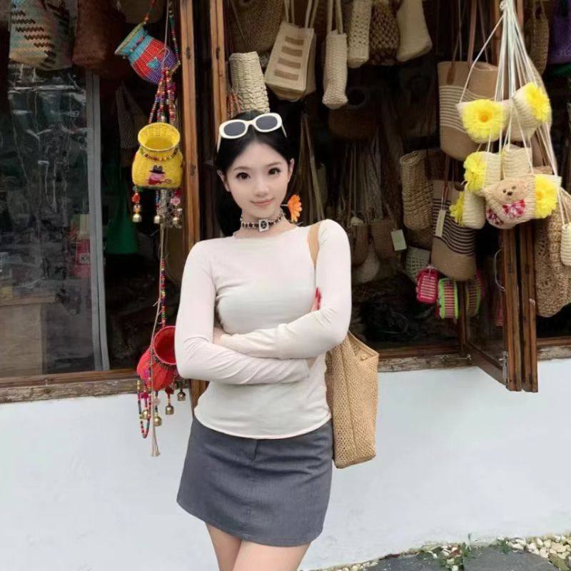 大码辣妹掐腰白色防晒T恤打底