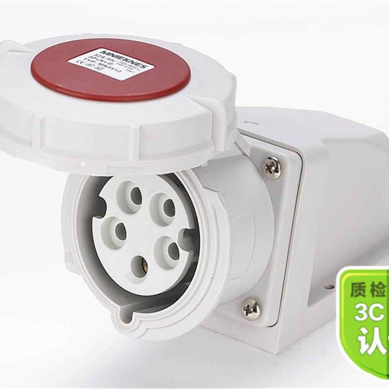 5芯防水防尘工业级航空插座16A 32A 63A明装插座三相五线欧标ip67