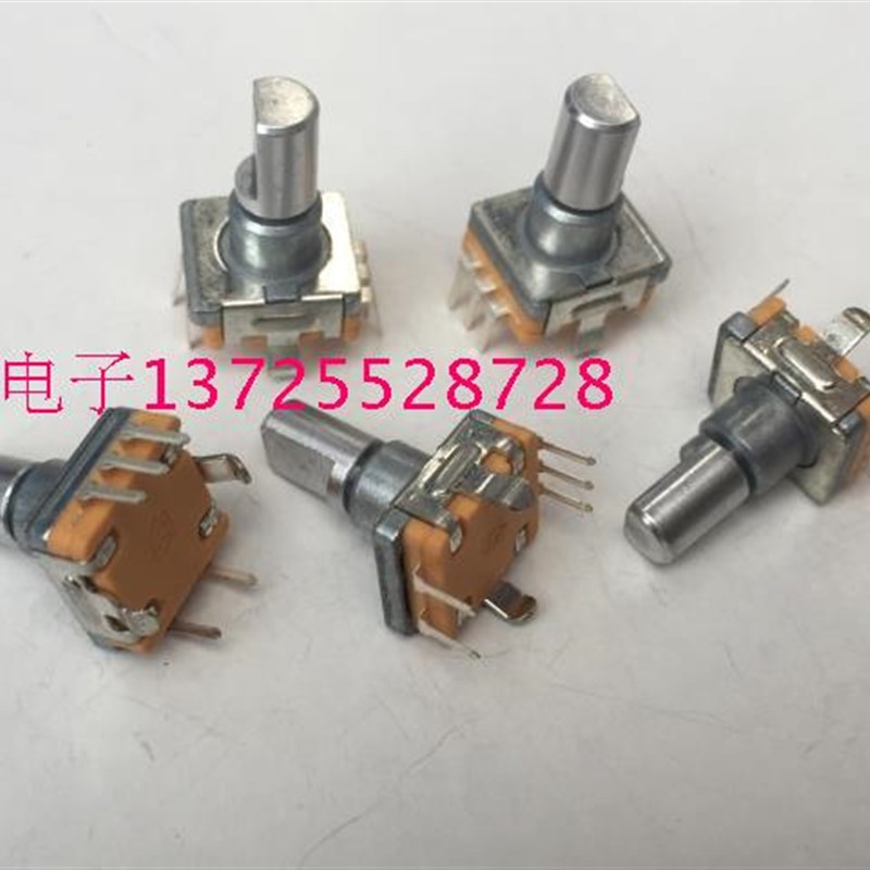 EC11编码器DVD导航电位器左转右转自动复位上下曲开关14MM半轴