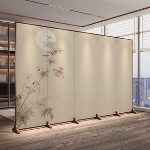 茶室可折叠移动实木酒店遮挡装 屏风隔断客厅入户玄关新中式 饰折屏