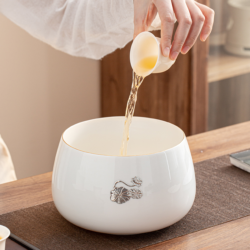 茶洗家用特大号茶渣缸水盂杯洗大容量茶具废水缸收纳碗茶盆茶杯盆