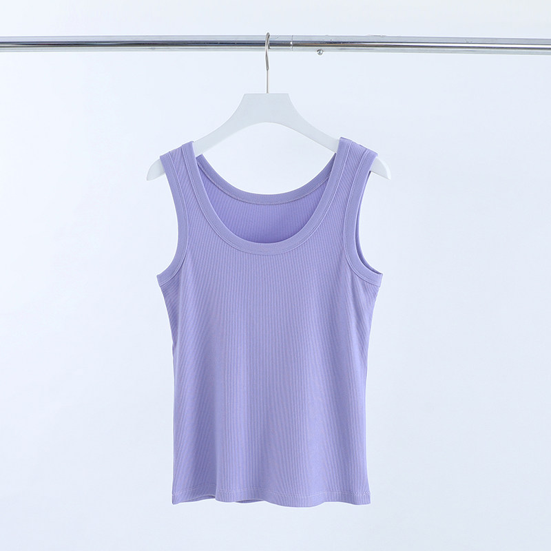 螺纹防走光U领内搭白色小背心女夏大码胖mm200斤纯棉吊带打底上衣