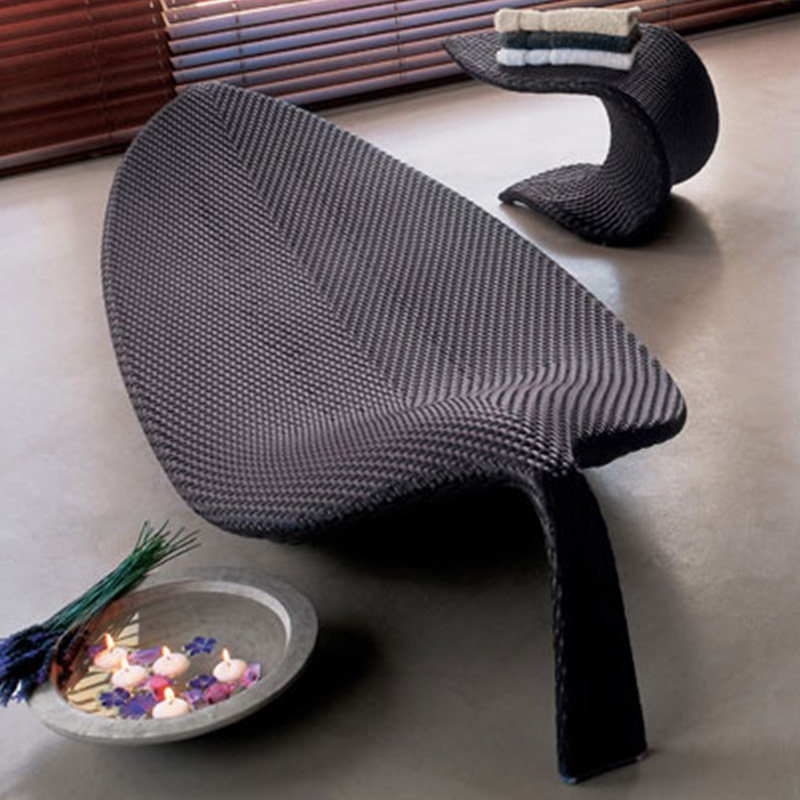 莫家创意叶子藤编躺椅北欧风情户外花园家具时尚休闲沙滩泳池躺床