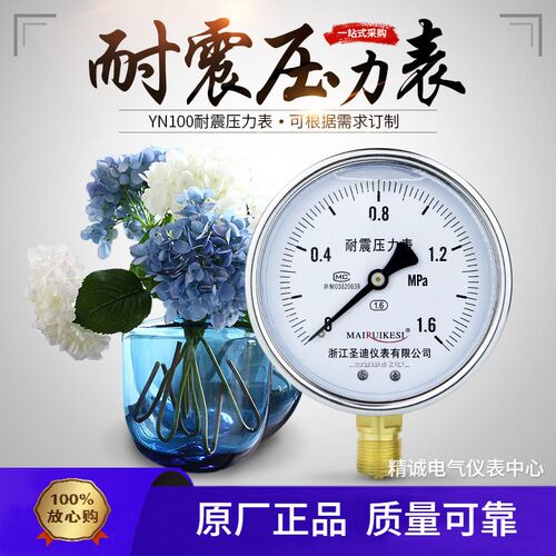YN100耐震压力表径向抗震油液水压真空负压表 M20*1.5 1/2 圣迪