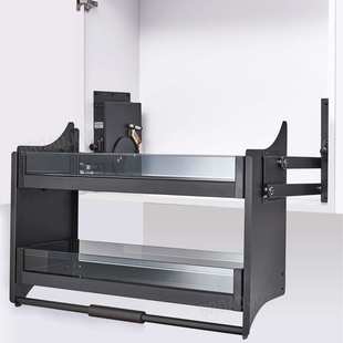 吊柜升降拉篮厨房下拉式调味篮橱柜上柜置物架冰箱上方高柜下拉篮