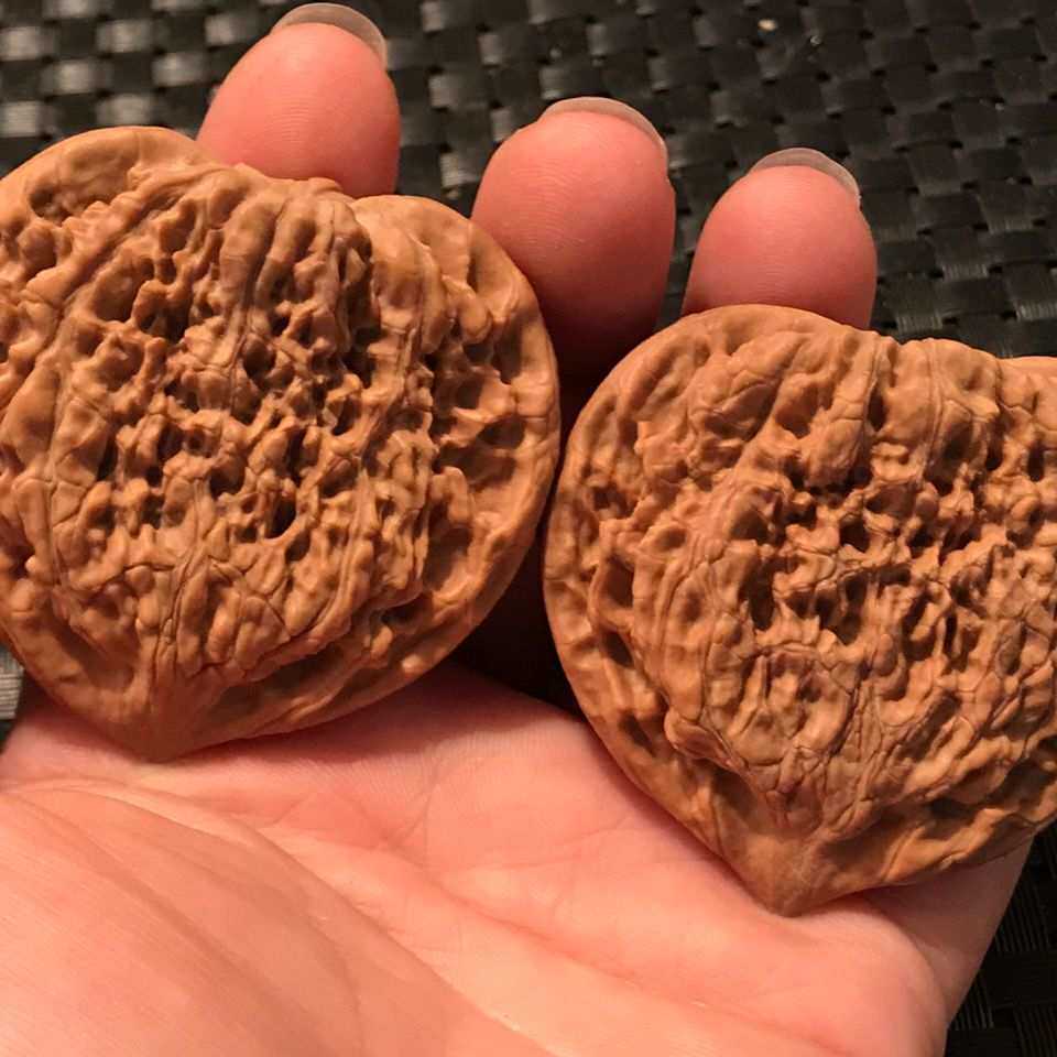 青皮文玩核桃大麒麟纹扁牌子异形挂饰挂件手把件核桃盘玩纯天然